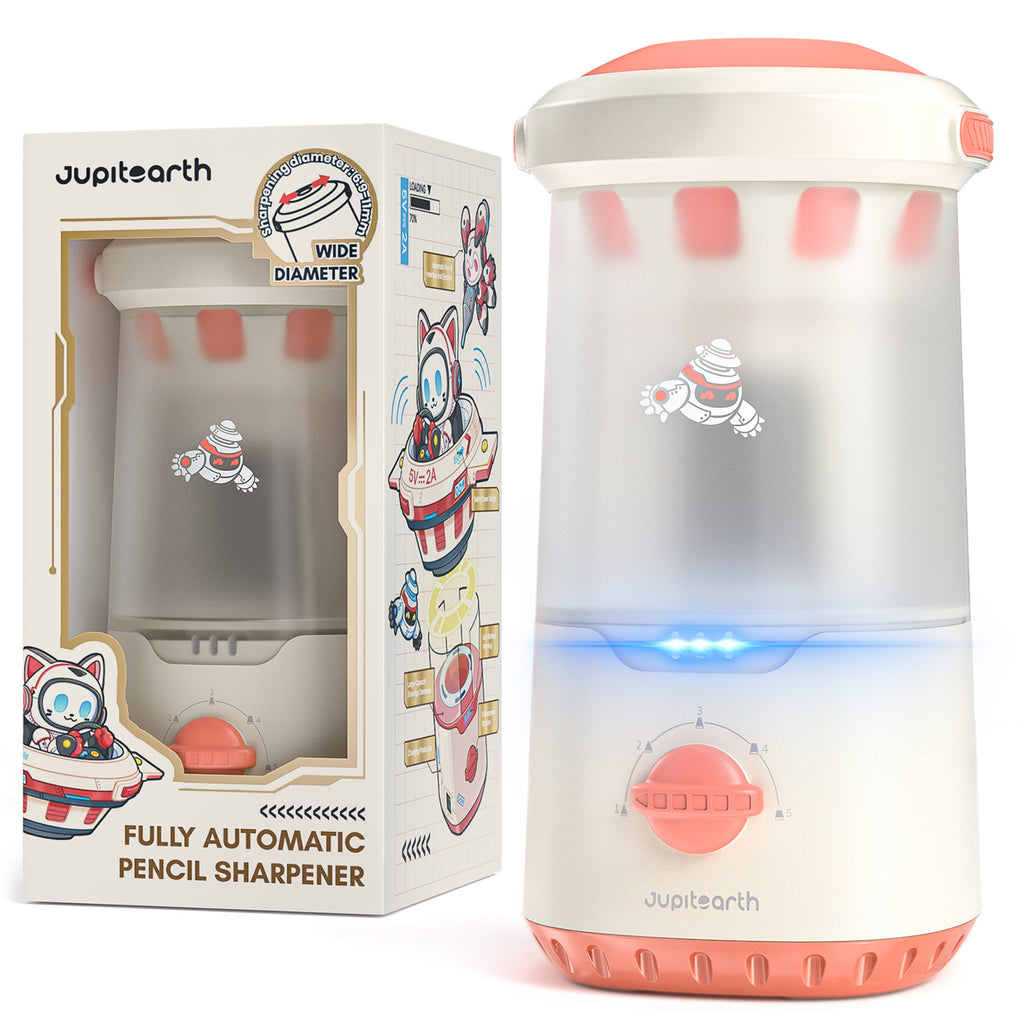 Jupitearth Pink Office Supplies/Pencils & Pencil Electric Pencil Sharpeners,Hands-Free,Auto in & Out Spaceship for Home and Office
