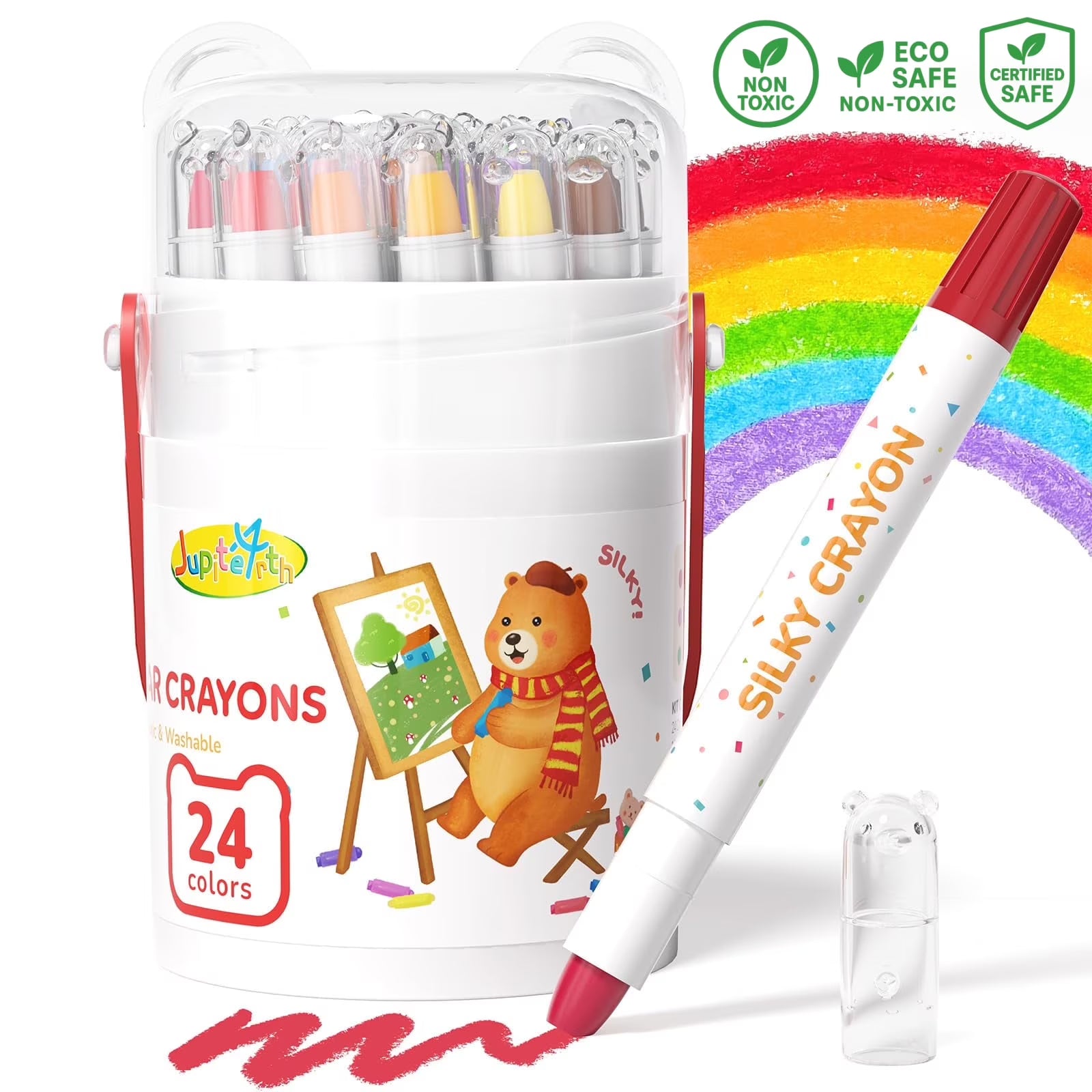 Jupitearth 24 Ct Crayons, Twistable&Non-Toxic, Washable