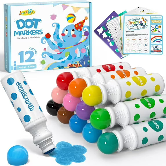Jupitearth 38Pcs Dot Markers for Toddlers 1-3, Arts Crafts & Sewing,Washable, Game Markers for Kid