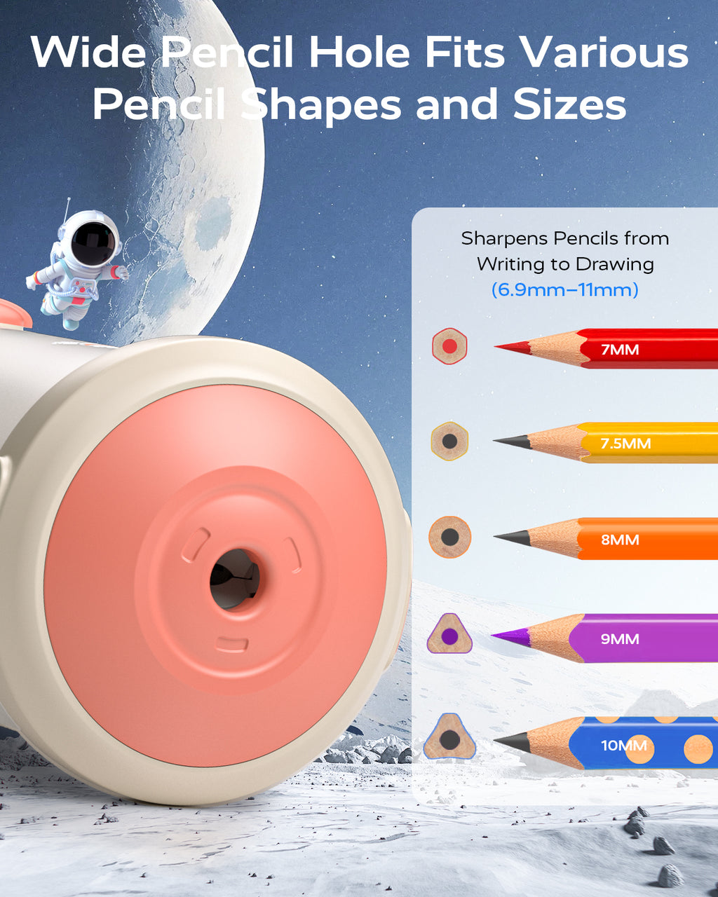 Jupitearth Pink Office Supplies/Pencils & Pencil Electric Pencil Sharpeners,Hands-Free,Auto in & Out Spaceship for Home and Office
