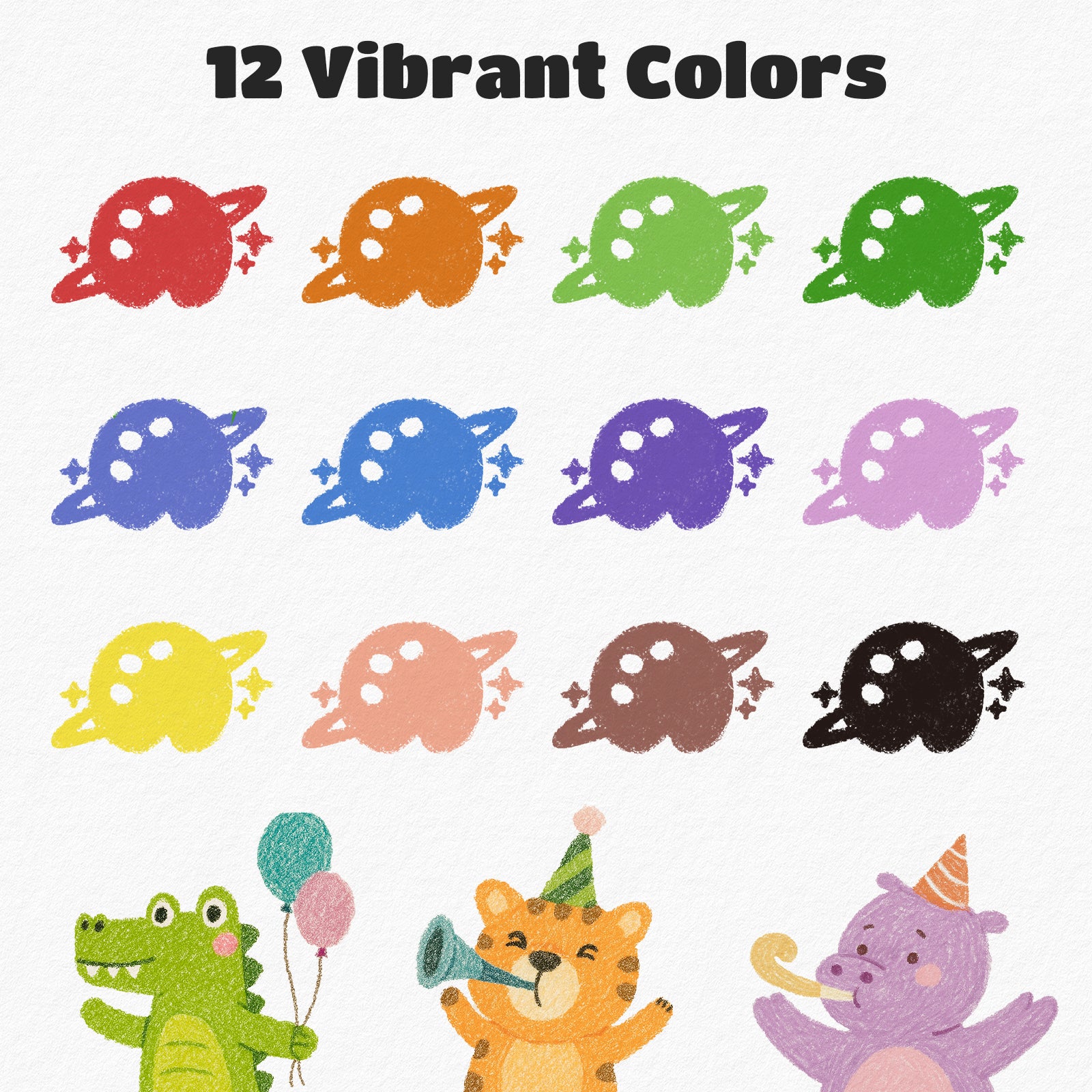 JUPITEARTH 12 Ct Crayons with Coloring Book & Bonus Stickers, Non-Toxic & Washable Triangle Art Supplies and Ideal for