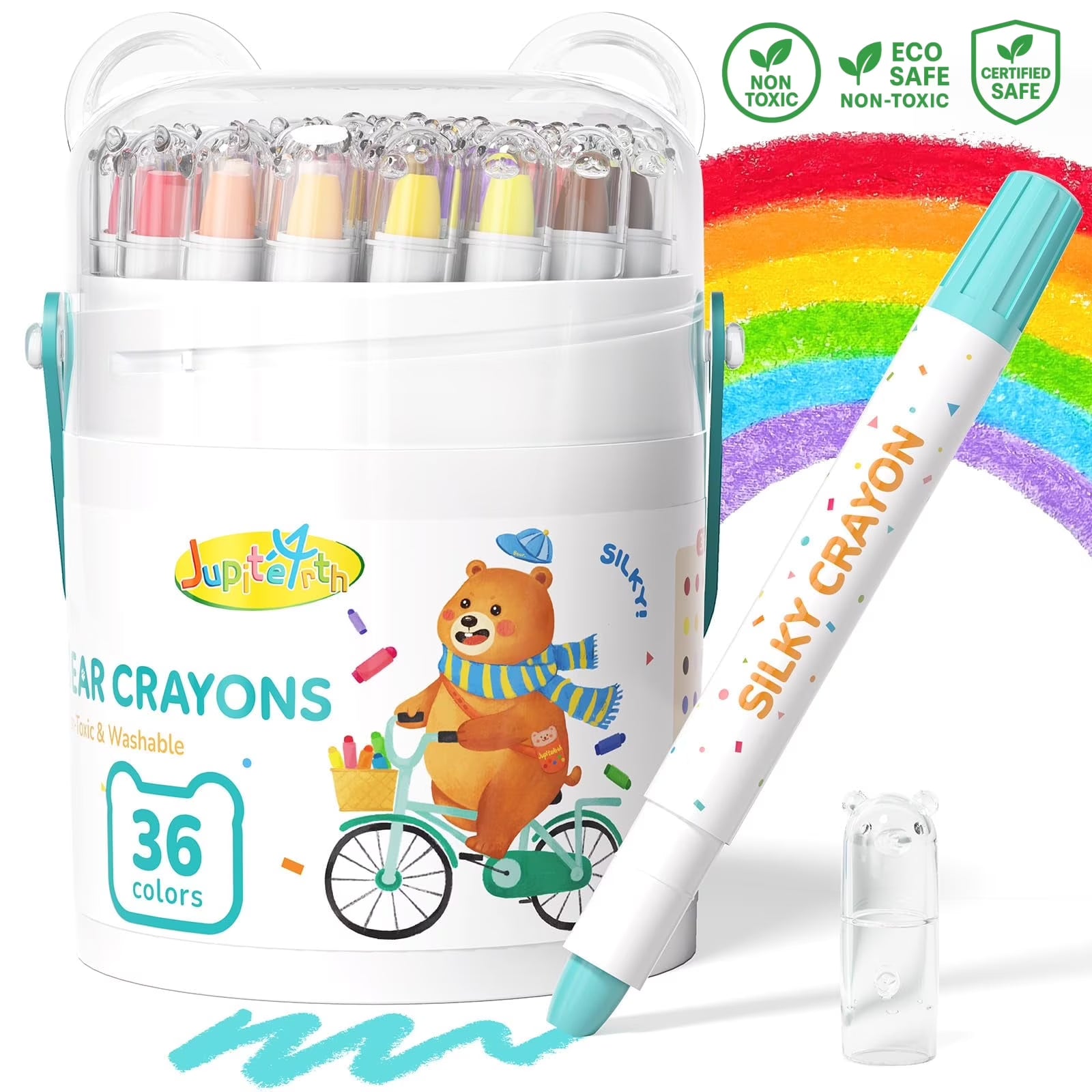 Jupitearth 36Ct  Crayons, Twistable&Non-Toxic Washable