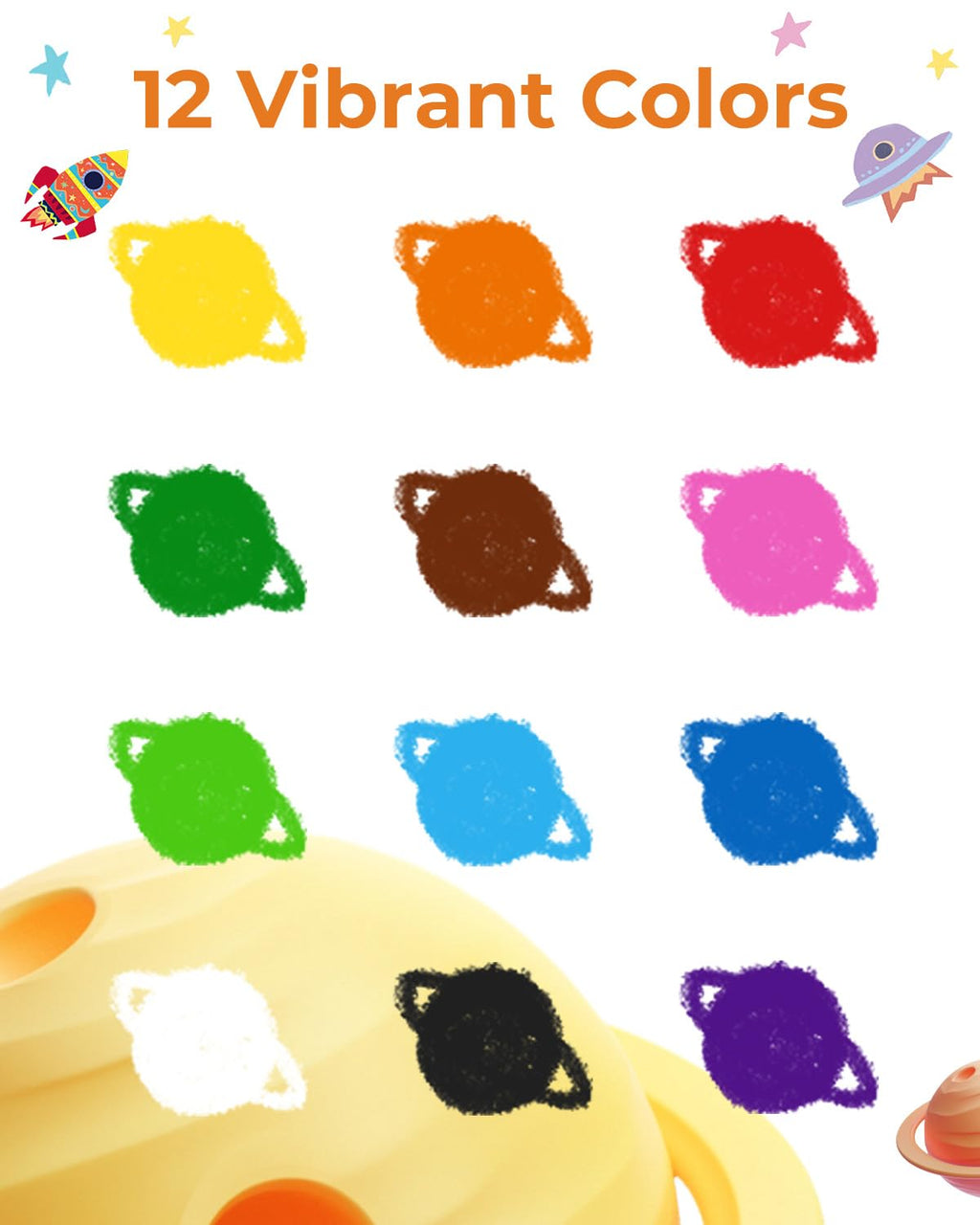 Jupitearth 24 Ct Twist Crayons for Toddlers 1-3,Ages 4-8 Non-Toxic Washable Crayons with Storage Bucket, Ultra-Silky and Easy to Hold Art Supplies