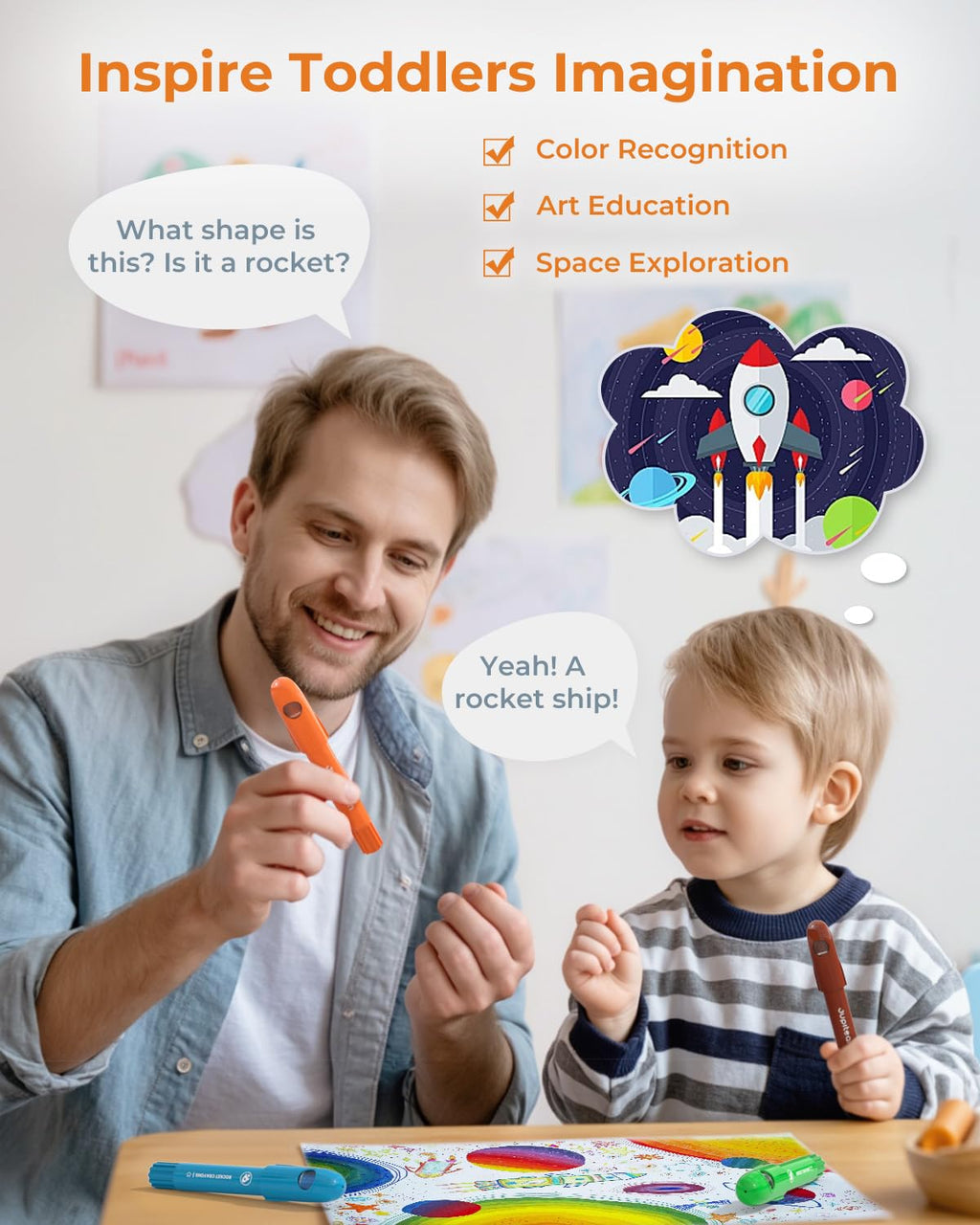 Jupitearth 24 Ct Twist Crayons for Toddlers 1-3,Ages 4-8 Non-Toxic Washable Crayons with Storage Bucket, Ultra-Silky and Easy to Hold Art Supplies