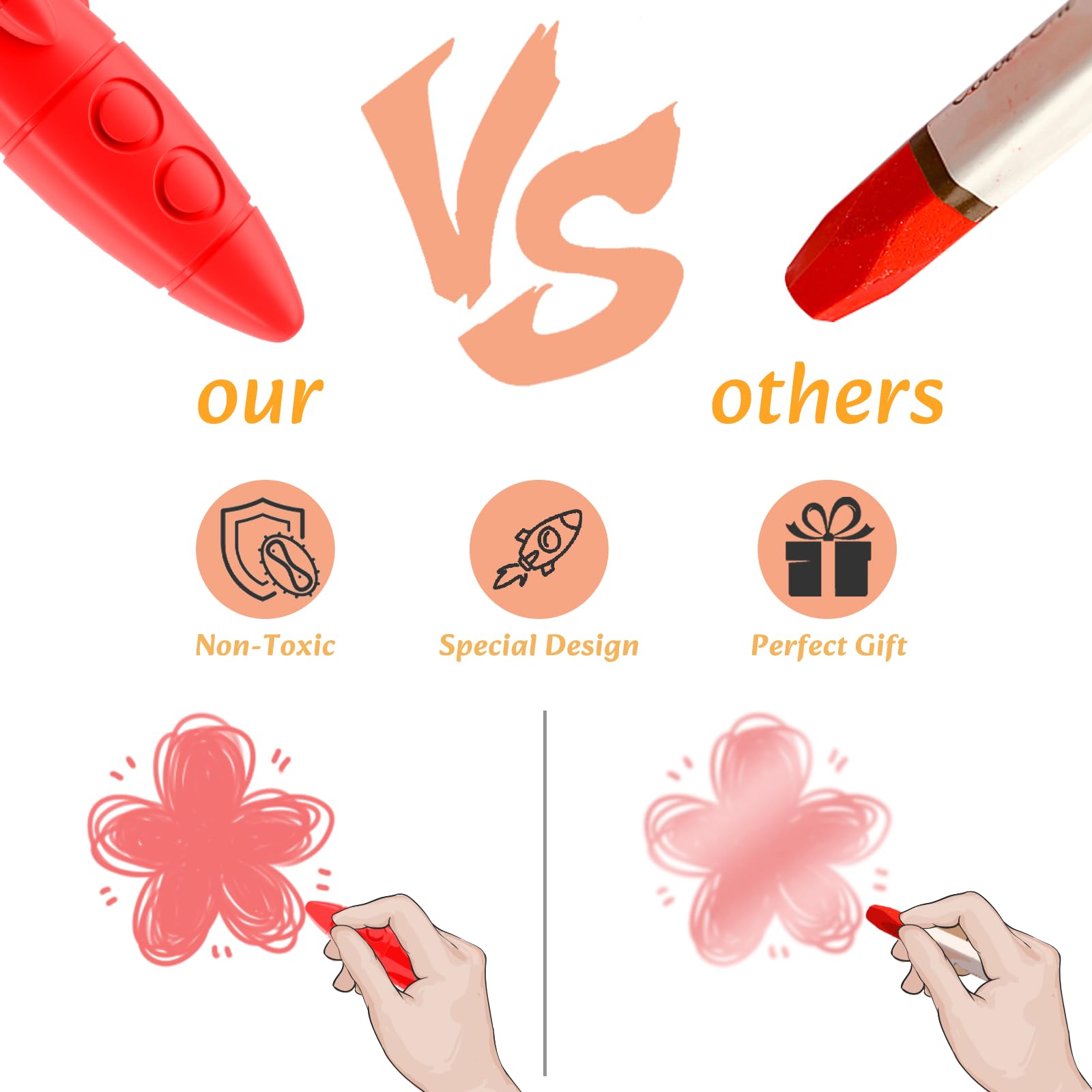 Jupitearth 12 Ct Non-Toxic Washable Rocket Crayons for,Easy-to-Hold Gifts & Mess-Free Art Supplies for Little Hands