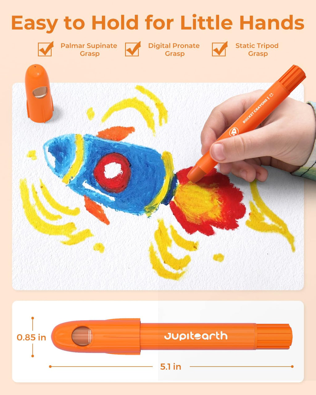 Jupitearth 24 Ct Twist Crayons for Toddlers 1-3,Ages 4-8 Non-Toxic Washable Crayons with Storage Bucket, Ultra-Silky and Easy to Hold Art Supplies