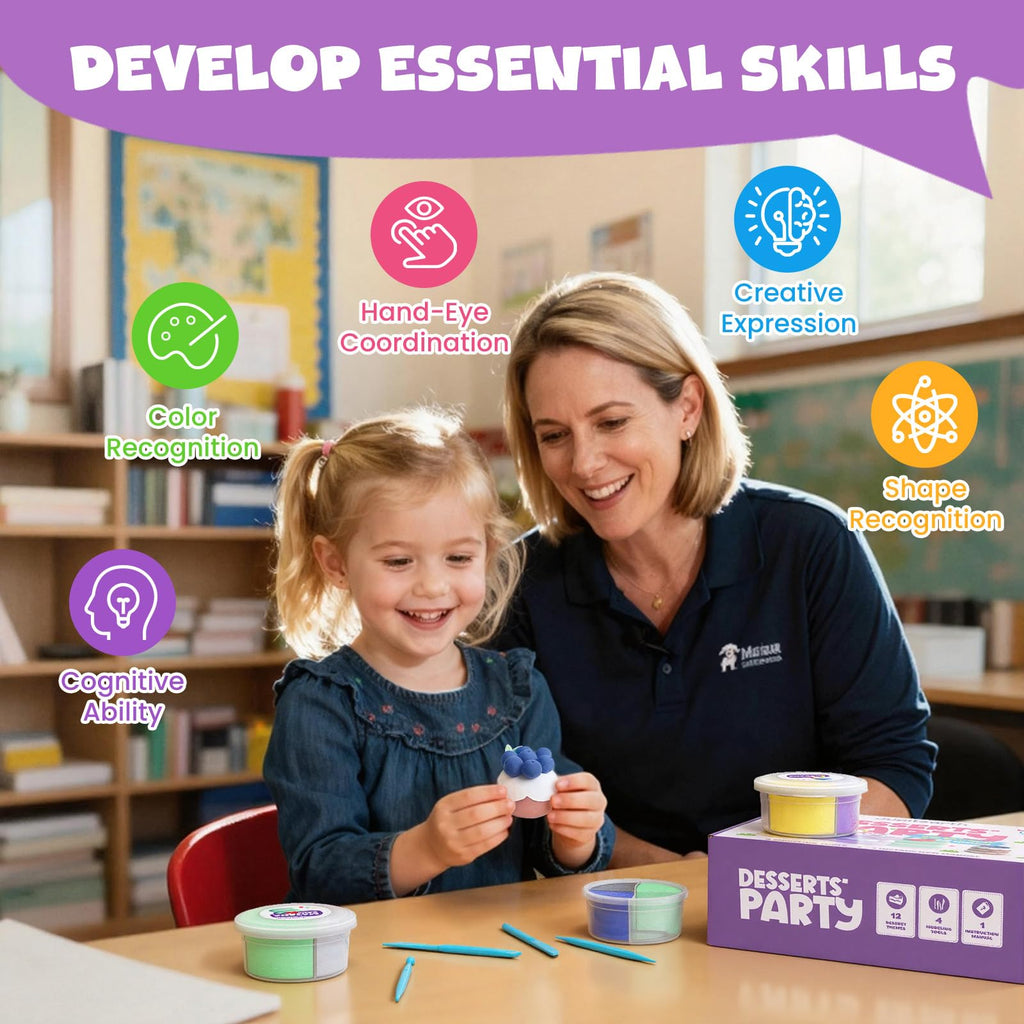 Jupitearth Air Dry Clay,12 Desserts Theme Party Foam Clay,Ultra Light Modeling Clay Kit, DIY Art and Home Party Favors (Dessert)