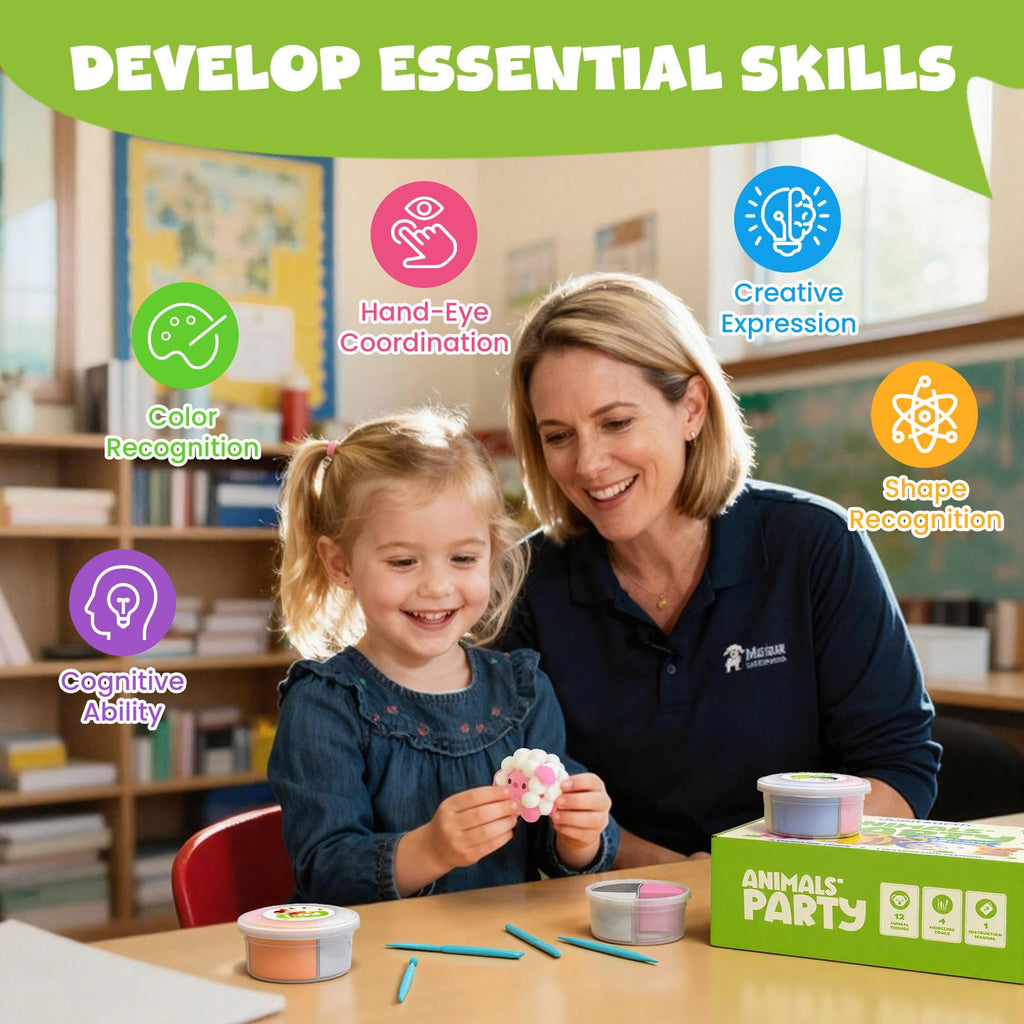 Jupitearth Air Dry Clay,12 Animals Theme Party Foam Clay,Ultra Light Modeling Clay Kit, DIY Art and Home Party Favors