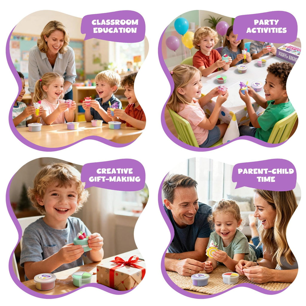 Jupitearth Air Dry Clay,12 Desserts Theme Party Foam Clay,Ultra Light Modeling Clay Kit, DIY Art and Home Party Favors (Dessert)
