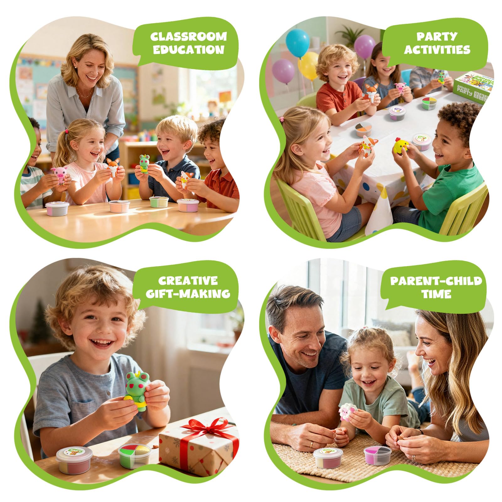 Jupitearth Air Dry Clay,12 Animals Theme Party Foam Clay,Ultra Light Modeling Clay Kit, DIY Art and Home Party Favors