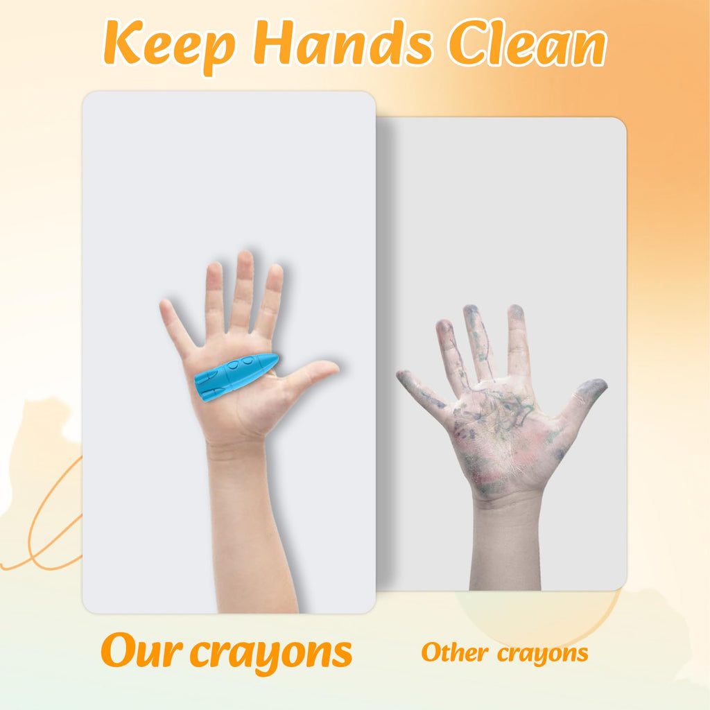 Jupitearth 24 Ct Non-Toxic Washable Rocket Crayons for Toddlers, Easy-to-Hold Gifts & Mess-Free Art Supplies for Little Hands,Back to School Supplies